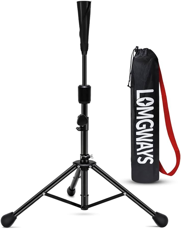 FDLS Baseball Batting tee for Adults and Youth Teens, Portable Tripod Stand Base Tee Easy Adjustable Height 27 to 46 inches for Hitting Training Practice, with Carrying Bag - Product Image