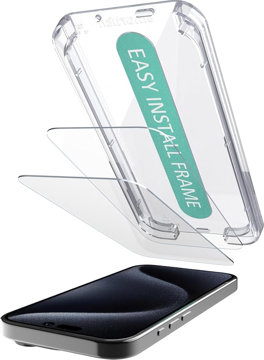 Smartish® iPhone 17e / 16e Screen Protector - 2-Pack Tempered Glass Screen Protectors + Cleaning Kit - Tuff Sheet - 9H Easy Install Frame [Scratch Resistant] Case-Friendly for Apple iPhone 17e / 16e - Product Image