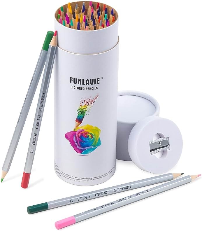 FUNLAVIE 48 Colored Pencils for Adult Coloring Books,Soft Core Coloring Set,Premium Professional Drawing Pencils for sketching & Painting, Art Supplies for Artists,Oil-Based with Sharpener - Product Image