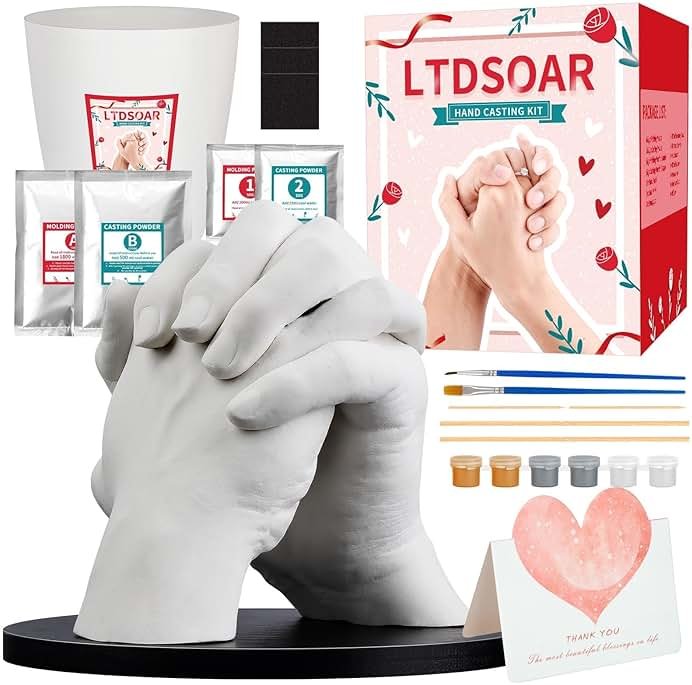 LTDSOAR Hand Casting Kit, Couples with Practice Kit, Hand Mold Kit for Women Men Engagement, Romantic Anniversary Wedding Birthday for Her or Him, Boyfriend Girlfriend Unique Bridal Shower Gift - Product Image