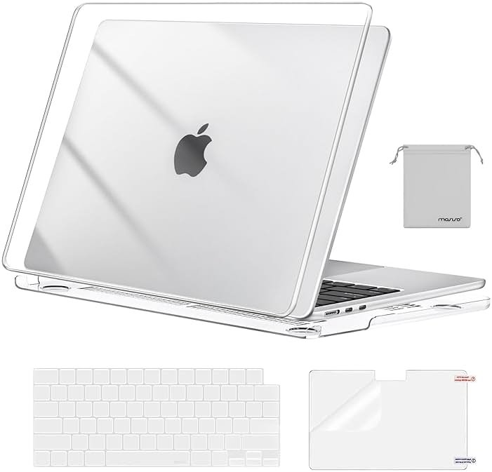 MOSISO Compatible with MacBook Air 13 inch Case M5 2026 M4 2025 M3 M2 2024-2022 A3449 A3240 A3113 A2681,Hard Shell&Keyboard Cover&Screen Film&Pouch for MacBook Air 13.6 inch Case, Crystal Clear - Product Image