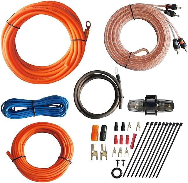 RD Rock Direct True Spec 8 Gauge Car Audio Cable Amp Wiring Kit - 2 Channel CCA Power Cable Amplifier Install Wiring Kit with Tinned OFC RCA Cable - Product Image