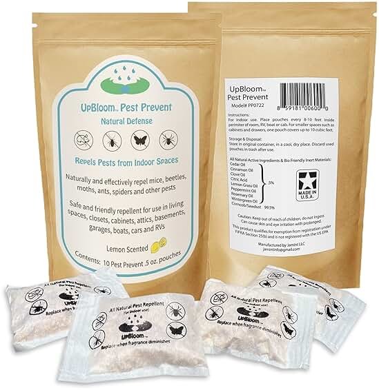 UpBloom - Pest Prevent All-Natural Repellents Home and Garage Defense from Mouse, Spider, Roaches, and Insects 10 Pest Control and Repeller Pouches - Product Image