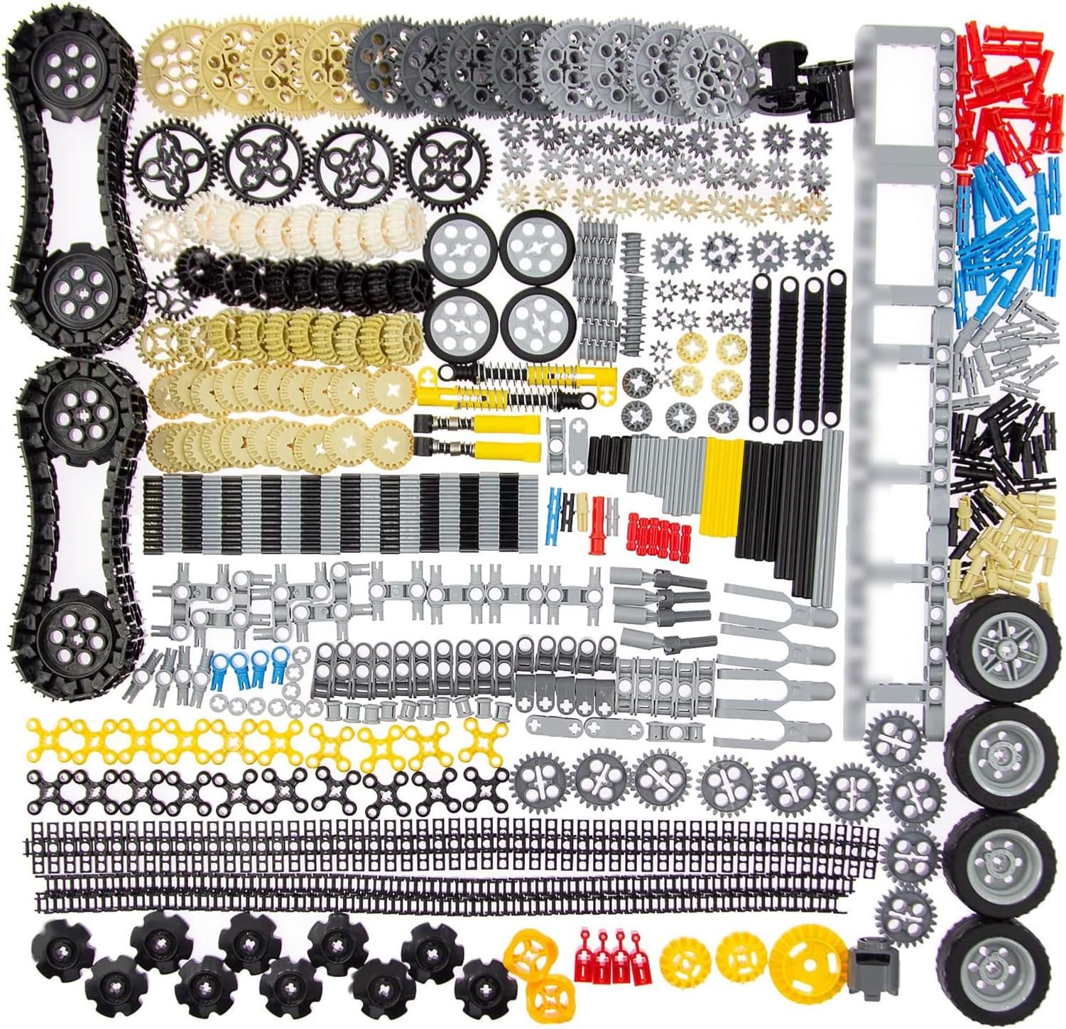 SEEMEY 844Pcs Pins-Gears-Axles Set Compatible with mainbrands-Technical-Parts, Latest differentials Chain Link Connector Joints Tank Track Car-Wheels-Tires Shock-Absorber Steering Shaft - Product Image