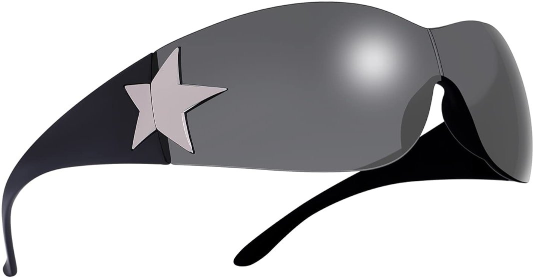 Rimless Y2K Sunglasses for Women Men,Trendy Shield Wrap Around Sunglasses Oversized Fashion Frameless Sun Glasses - Product Image