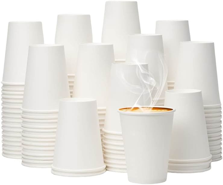 YEEHAW 12 oz 300 Pack Disposable Paper Coffee Cups, Bulk White Hot to Go Cups for Hot Coffee, Hot Liquid, Chocolate, Juice, Hot Beverage Drinkings, Ideal for Cafes, Bistros, Office and Family - Product Image