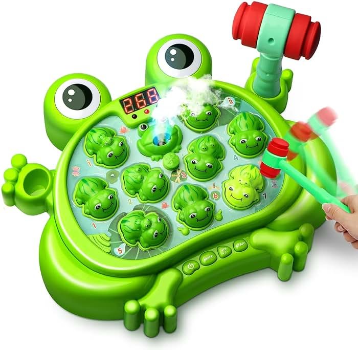 HopeRock Toys for 2 3 4 5 Year Old Boy,Toddler Toys Age 2-4, Whack A Frog Game,with 5 Modes,45 Levels,9 Music Spray and Light-up, Baby Toy Gifts for Early Learning, Birthday Gift for Toddler Boy Toys - Product Image