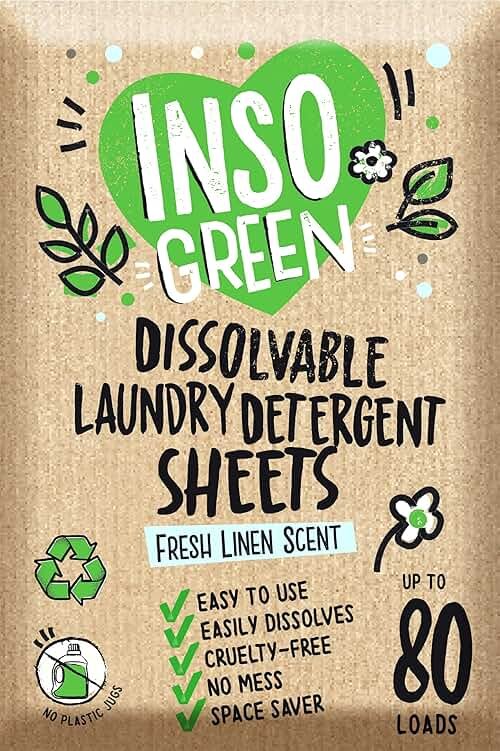 Eco Laundry Detergent Sheets - 80 Loads Laundry Sheets Detergent - 40 No Plastic Jug Washer Soap Sheet - No Mess & Space-Saving Travel Friendly Laundry Detergent - Product Image