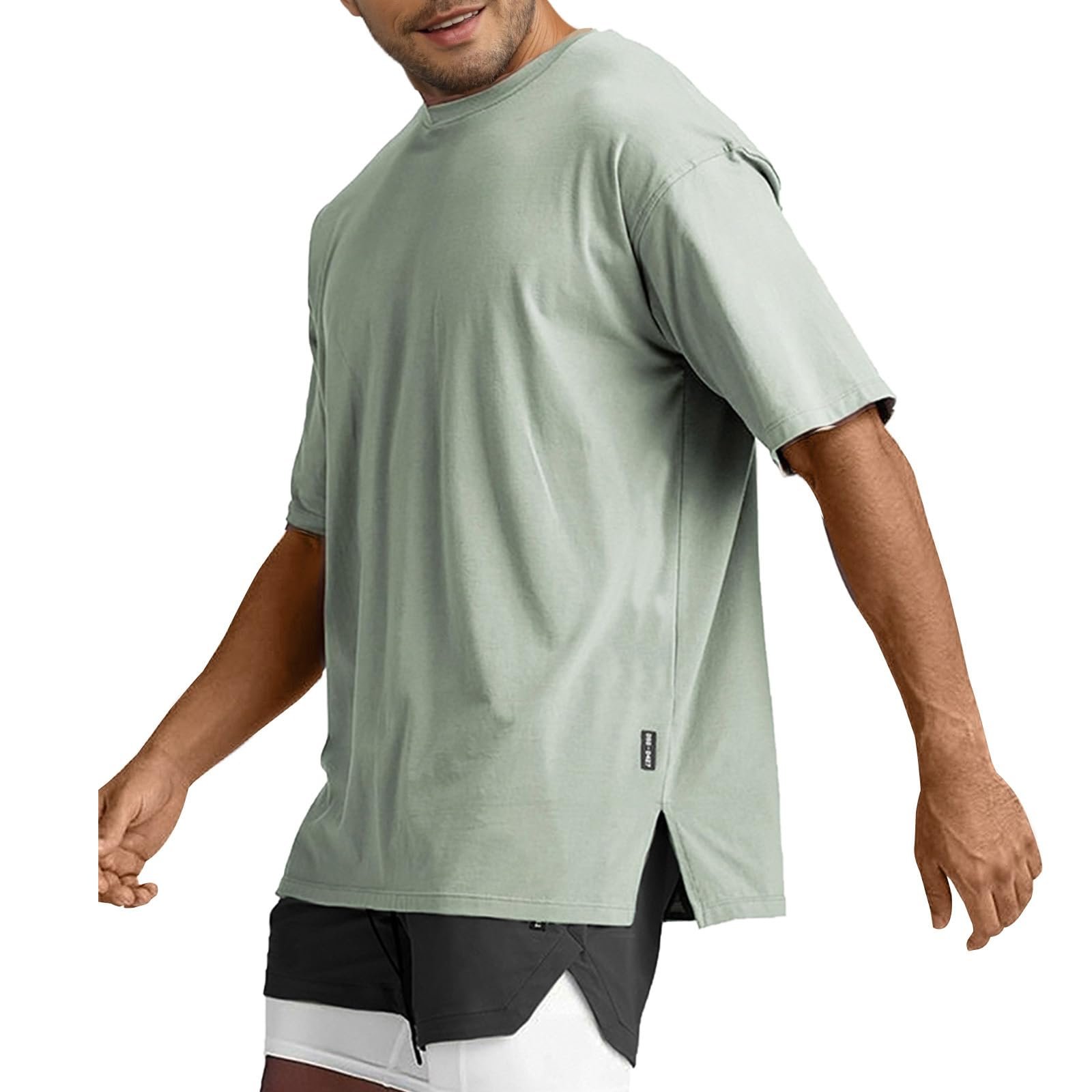 Men's Oversized Workout T-Shirts Lightweight Quick Dry Short Sleeve Tshirts Crew Neck Loose Fit Athletic Tops - Product Image