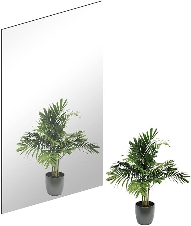 QEEYON 16 x 12'' Glass Wall Mirror Tile Self Adhesive Frameless High Clear Mirror Sheet Wall Decor for Bedroom, Living Room, Bathroom, Home Gym, Hallway, Door etc (1pcs) - Product Image