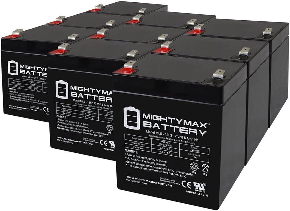 Mighty Max Battery 12V 5Ah F2 SLA Replacement Battery for Razor Junior Electric - 9 Pack - Product Image