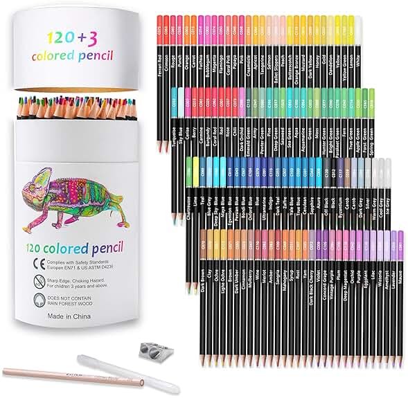 KALOUR Premium Colored Pencils,Set of 120 Colors,Artists Soft Core with Vibrant Color,Ideal for Drawing Sketching Shading,Coloring Pencils for Adults Beginners - Product Image