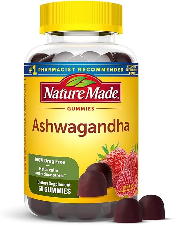 Nature Made Ashwagandha Gummies, Vegan, KSM 66 Ashwagandha Supplement for Stress Support, 60 Count, 30-Day Supply - Product Image