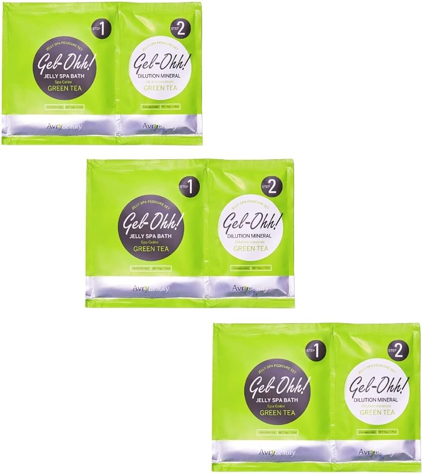 AVRYBEAUTY Gel-Ohh Jelly Spa Bath 3 pack, Green Tea Infused, Green Tea Scented, Pedicure, Salon Services, Jelly Pedicure, Pedi, Heat & Aroma Therapy - Product Image