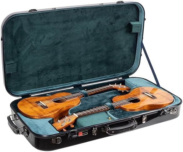 Crossrock Fiberglass Double Case with TSA Lock for Two Concert/Tenor Ukuleles-Black (CRF2020DTUBK) - Product Image