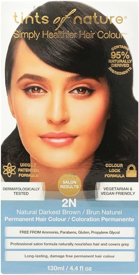 Tints of Nature Simply Healthier Hair Colour, 2N Natural Darkest Brown, Permanent Hair Colour, 4.4 Oz - Product Image