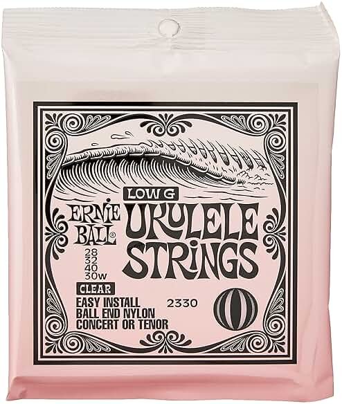 Ernie Ball Concert & Tenor Nylon Ball End Ukulele Strings Wound G, Clear (P02330) - Product Image