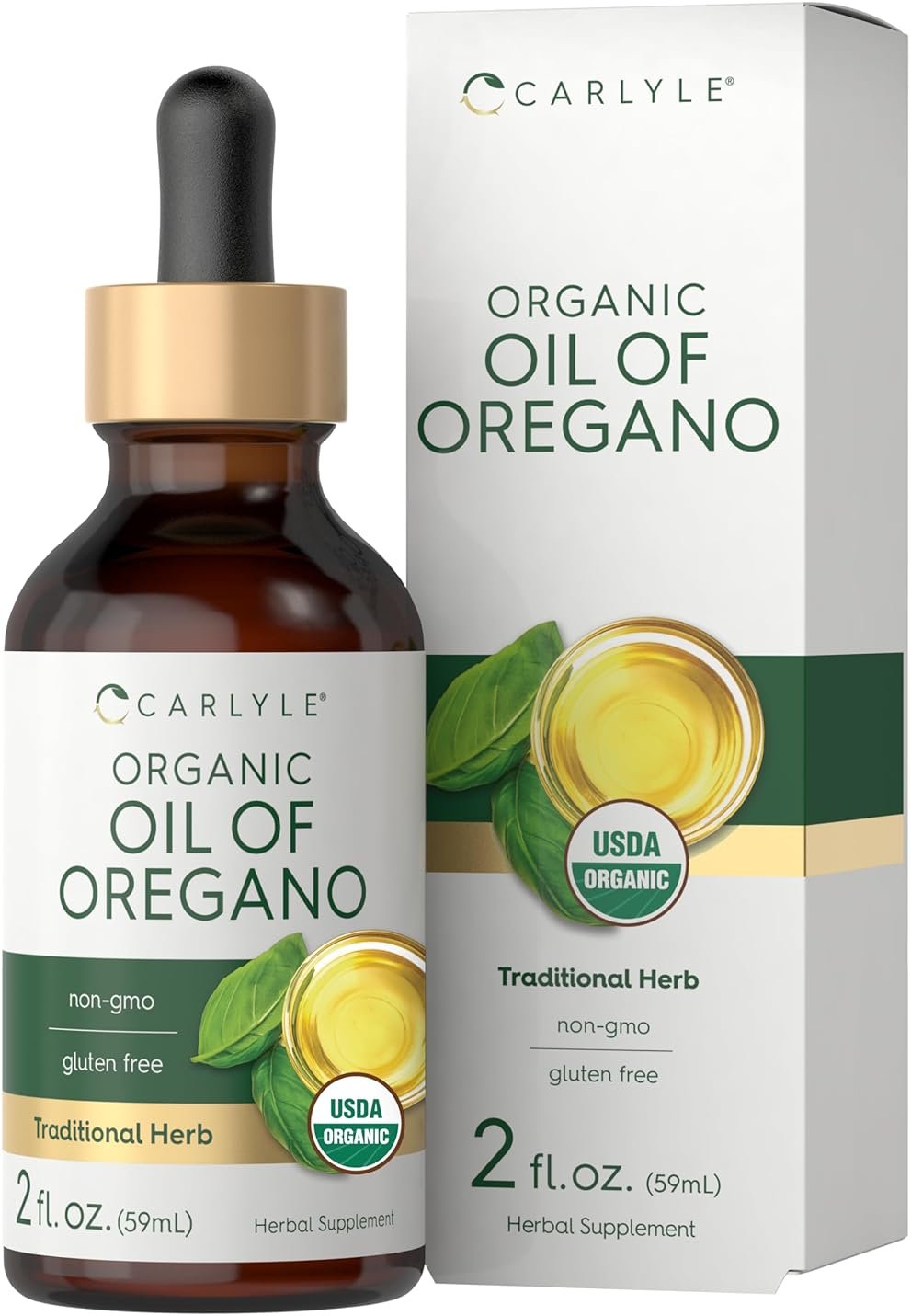 Carlyle Organic Oil of Oregano Liquid Drops - 2 fl oz - 1 Year Supply | Vegan Herbal Supplement | Non-GMO, Gluten Free - Product Image
