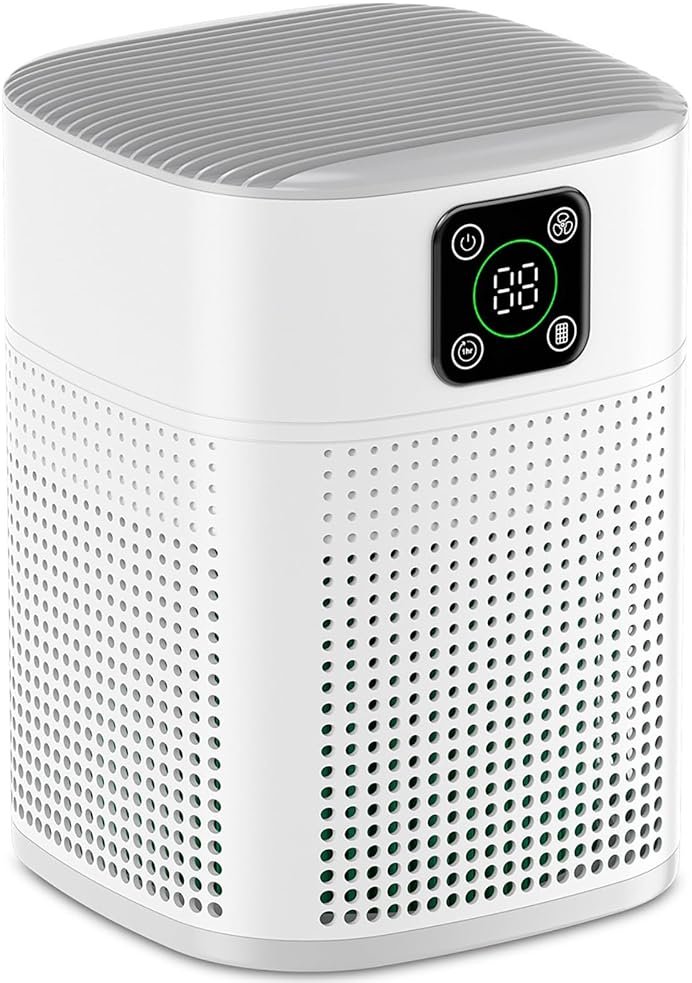 Air Purifiers for Bedroom, Honeyuan H13 HEPA Air Purifier for Home Large Room 1095 sqft, Air purifiers with 360°Air Intake, 3 Fan Speeds, 3-Stage Filtration, White - Product Image