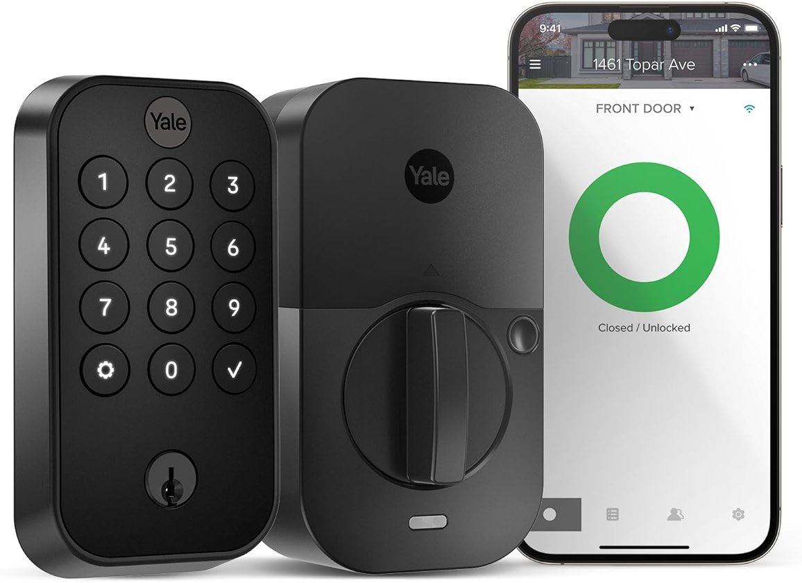 Yale Security Assure Lock 2 Deadbolt, Black Suede Keyed Smart Entry Door Lock with Wi-Fi Connected Keypad for Code Entry and Remote Access, YRD410-WF1-BSP - Product Image