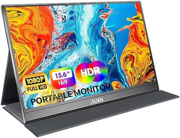 MNN Portable Monitor 15.6inch FHD 1080P 60Hz USB C HDMI Gaming Ultra-Slim IPS Display w/Smart Cover & Speakers,HDR Plug&Play, External Monitor for Laptop PC Phone Mac (15.6'' 1080P) - Product Image