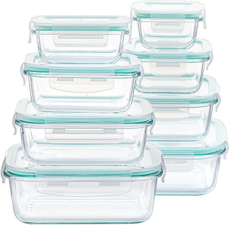 Vtopmart 8 Pack Glass Food Storage Containers with Airtight Lids, Glass Meal Prep Containers, Lunch Office Meal for Microwave, Oven, Freezer and Dishwasher, BPA Free - Product Image