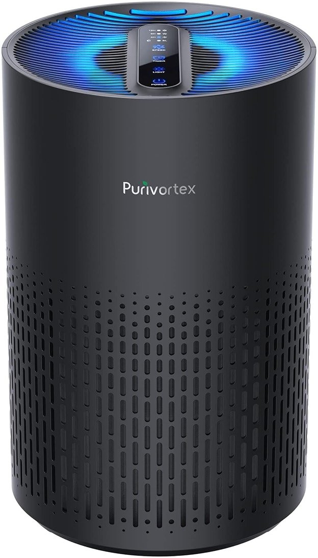 Purivortex Air Purifiers for Bedroom, Quiet Air Purifier with HEPA Filter for Pollen, Smoke, Dust, Pet Dander, Odor, Hair, Ozone Free, Covers Up to 880 Sq Ft, PX500 Black - Product Image