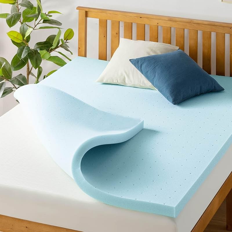 Best Price Mattress 2-inch Ventilated Gel Memory Foam Topper - Twin, Dorm Essentials, Blue - Product Image
