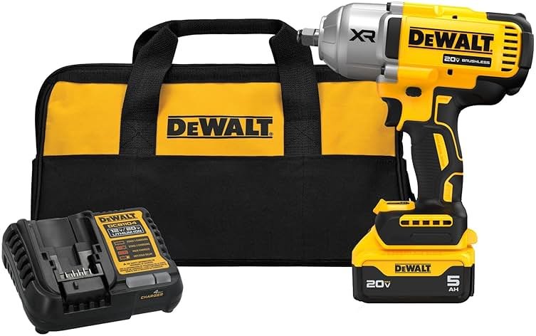 DEWALT 20V MAX Cordless Impact Wrench Kit, 20V MAX, 1/2" Hog Ring With 4-Mode Speed, Includes Battery, Charger and Kit Bag (DCF900P1) - Product Image