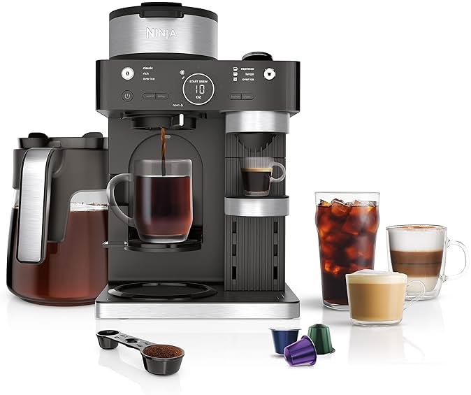 Ninja Espresso & Coffee Maker & Barista System, 3 Espresso Brew Styles, Single-Serve Coffee & Nespresso Capsule Compatible, Built-in Frother, Espresso, Cappuccino & Latte Maker, Black, CFN601 - Product Image