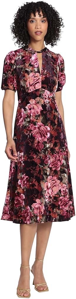 Maggy London Women's Maggy London Women's Dresses Keyhole Neck Velvet A-line Dress Occasion Party Event Guest of Wedding - Product Image