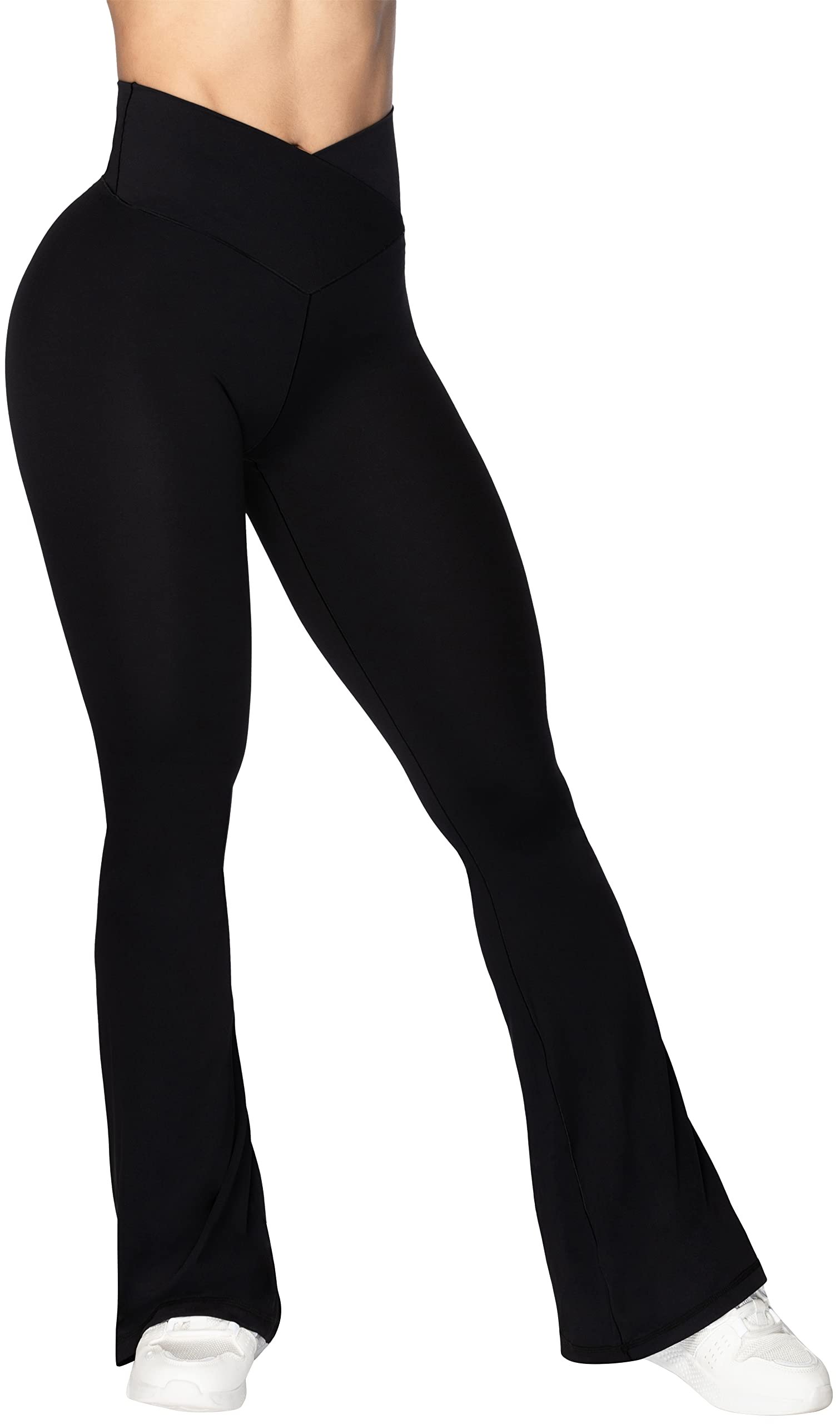 Sunzel Flare Leggings, Crossover Yoga Pants with Tummy Control, High-Waisted and Wide Leg - Product Image
