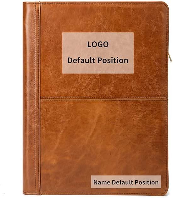 Geslun Personalized Genuine Leather Portfolio with 3 Ring Binder, Full Grain Leather Padfolio Zippered, A4 Notebook Holder Customized Professional Folder Organizer Gift for Men and Women, Oil Tanned - Product Image