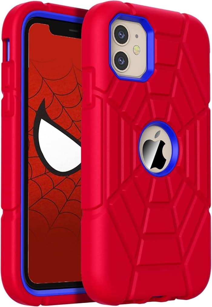 Grifobes Case for iPhone 11/ iPhone XR 6.1 inch, Thick Silicone 3-in-1 Heavy Duty Shockproof Rugged Protective i Phone 6.1" Rubber Cover (Red+Blue) - Product Image