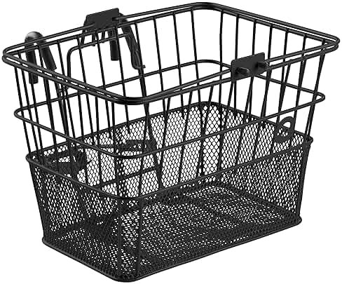 Retrospec Apollo Detachable Front Bike Basket Steel Half-Mesh with Integrated Detachable Hooks and Built-In Handle, Easy Assembly and Portability for Bicycles - Product Image