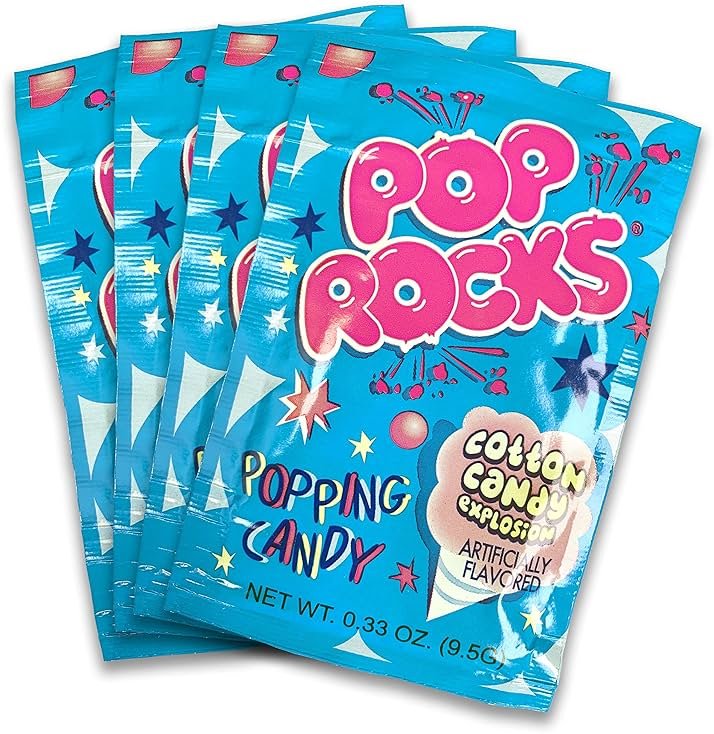 UpTop Treats Cotton Candy POP ROCKS Candy | Includes 4 Individual Packs of Cotton Candy Flavored Mini Rock Popping Candies - Product Image