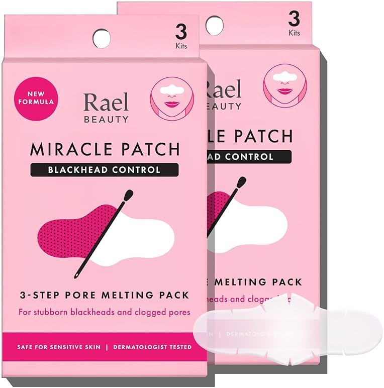 Rael Blackhead Remover, Miracle Patch Melting Pack, Nose Strips for Blackheads, Pore Cleansing and Soothing Sheets, 3 Step Kit, Sebum Removing Cotton Swabs - Product Image