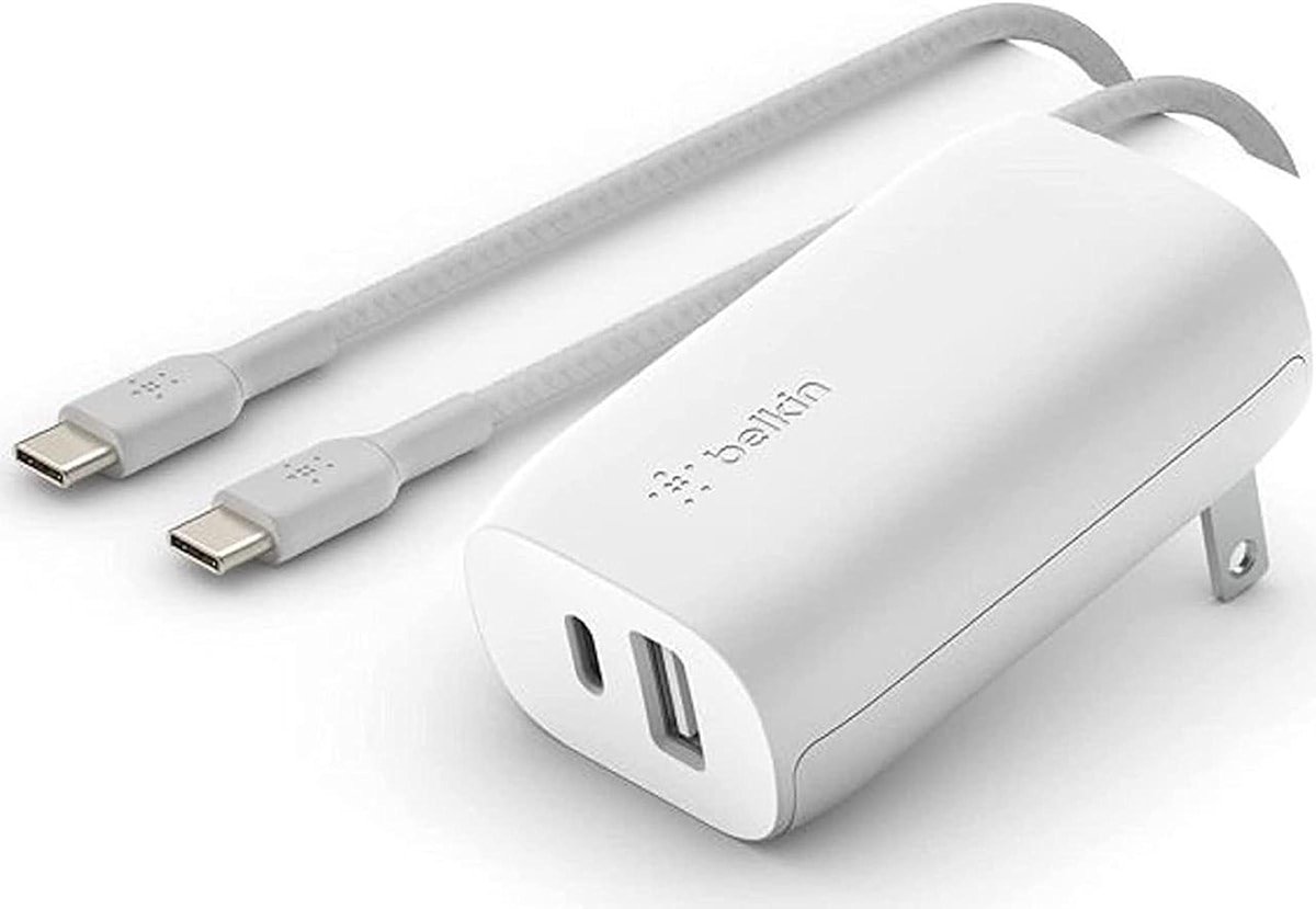 Belkin USB-C Wall Charger 32W with C to C Cable Included, PD & 20W USB-C & 12W USB-A Ports - Product Image