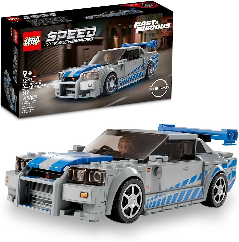 LEGO Speed Champions 2 Fast 2 Furious Nissan Skyline GT-R (R34), Race Car Toy Model Building Kit, Collectible with Racer Minifigure, 2023 Set for Kids, Boys and Girls Ages 9 and Up 76917 - Product Image