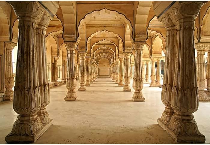 Baocicco 10x8ft Indian Buildings Backdrops for Photography Arch Doors Jaipur City Interior Scene Photography Background Indian Style Wedding Ceremony Diwali Festival Tour Holiday Relic Photo Studio - Product Image