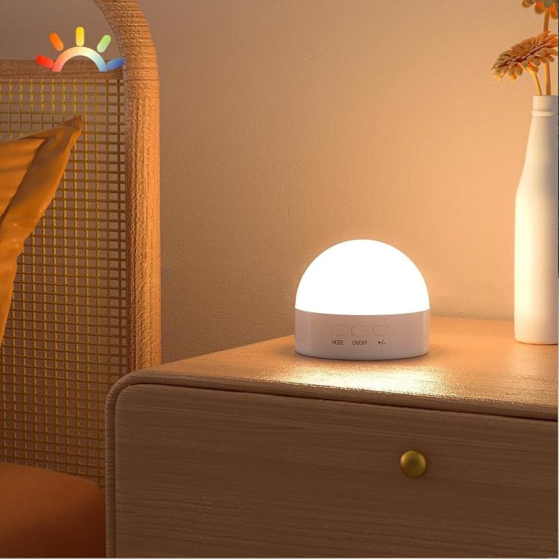 Kintion Portable Night Light, Dimmable 8 Color Lighting, 1800mAh Battery Rechargeable, Small LED Lamp for Nursery, Baby, Kids and Adults(1pcs) - Product Image