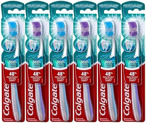 Colgate 360 Enamel Health Sensitive Toothbrush, Compact Head, Extra Soft - Pack of 6 - Product Image