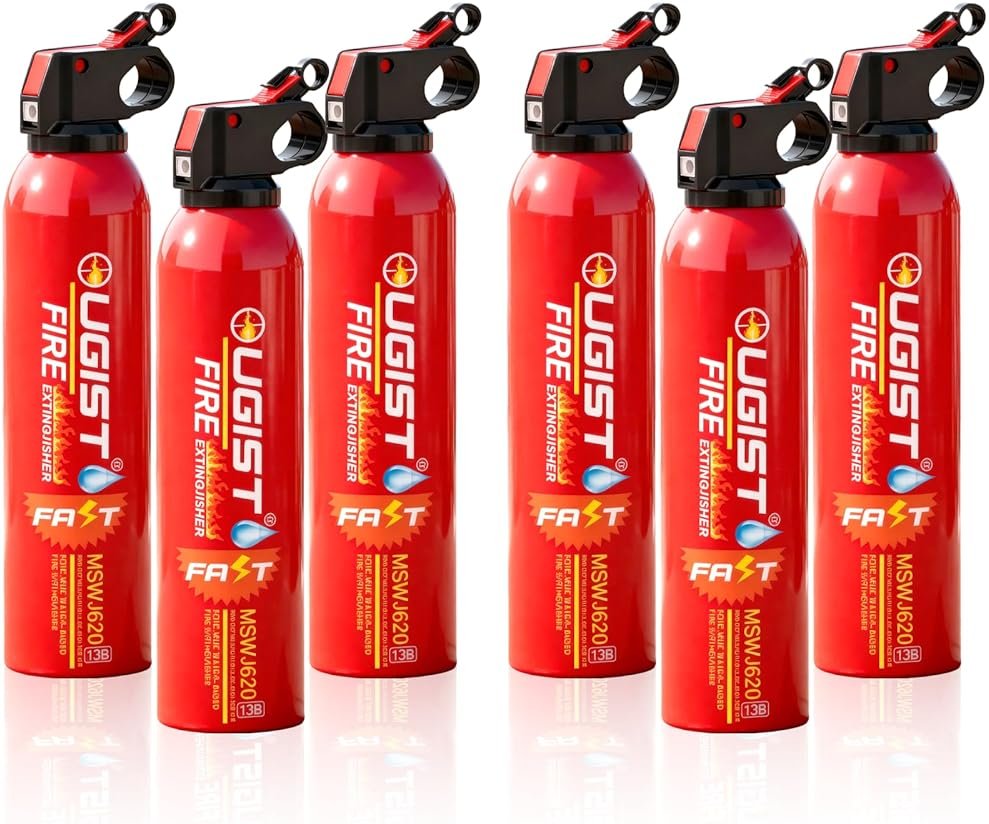 Ougist Small Portable Fire Extinguisher for Home and Kitchen, 21oz Each, 6-Pack, Water-Based Fire Extinguishers for Quick Emergency Response, Prevent Re-Ignition, Ideal for Vehicle and Camping, MSJ620 - Product Image