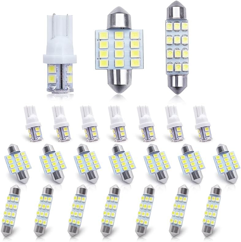 YOGEIER Car Led Bulb, Led Combination Set of 24 Sets, Used for Car Interior/Indoor Map Dome/ Trunk / License Lights, Etc. (White) - Product Image