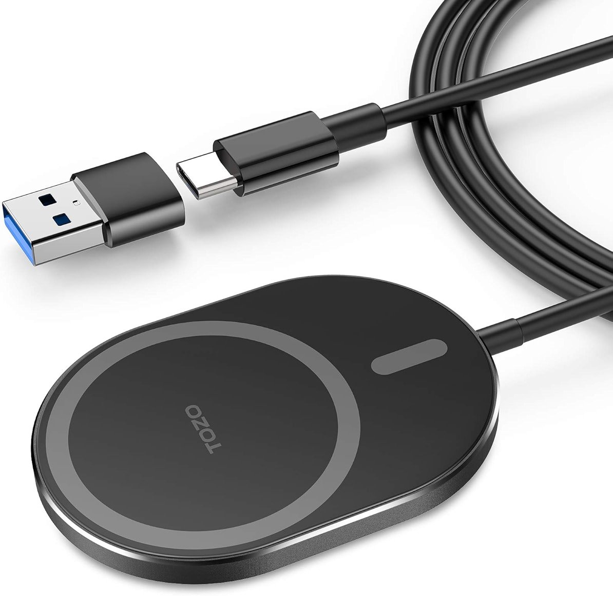 TOZO New Anti-Slip Aircraft-Grade Aluminum Wireless Charger 15W Max Fast Wireless Charging Pad Compatible with iPhone 17/17 Pro/17 Pro Max/Air/16/15/14/SE Series, Samsung Galaxy S25/S24/S23 - Product Image