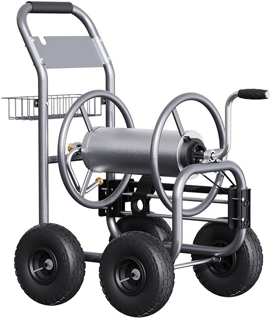 Giraffe Tools Garden Hose Reel Cart, Cart with Wheels Heavy Duty, Industrial Hose Reels for Outside, 250-Feet of 5/8" Hose Capacity, Hose Guide Pre-Installed - Product Image