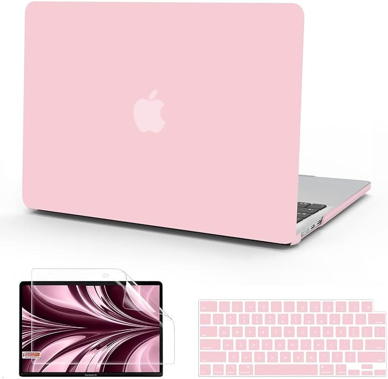 B BELK Compatible with MacBook Air 13.6 inch Case M5 2026 2025 2024 2023 2022 M4 M3 M2 A3449 A3240 A3113 A2681 Liquid Retina Display, Plastic Hard Shell Case+Keyboard Cover+Screen Protector, Baby Pink - Product Image
