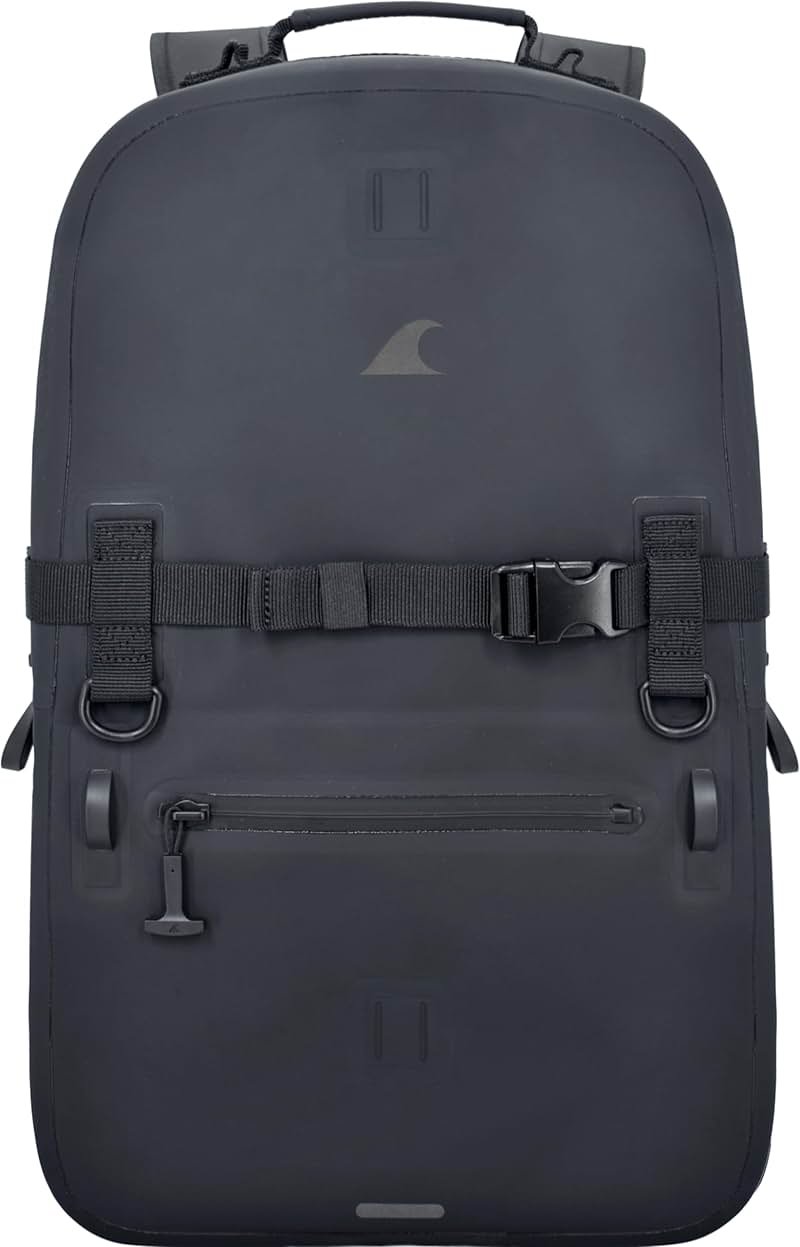 Breakwater Supply™ Fogland Waterproof IP68 Submersible Backpack | Laptop Sleeve & Airtight Zippers for Outdoors, Travel, Boating, Kayaking, Surfing, Floating Dry Bag, Unisex, TPU (Stealth Black, 25L) - Product Image