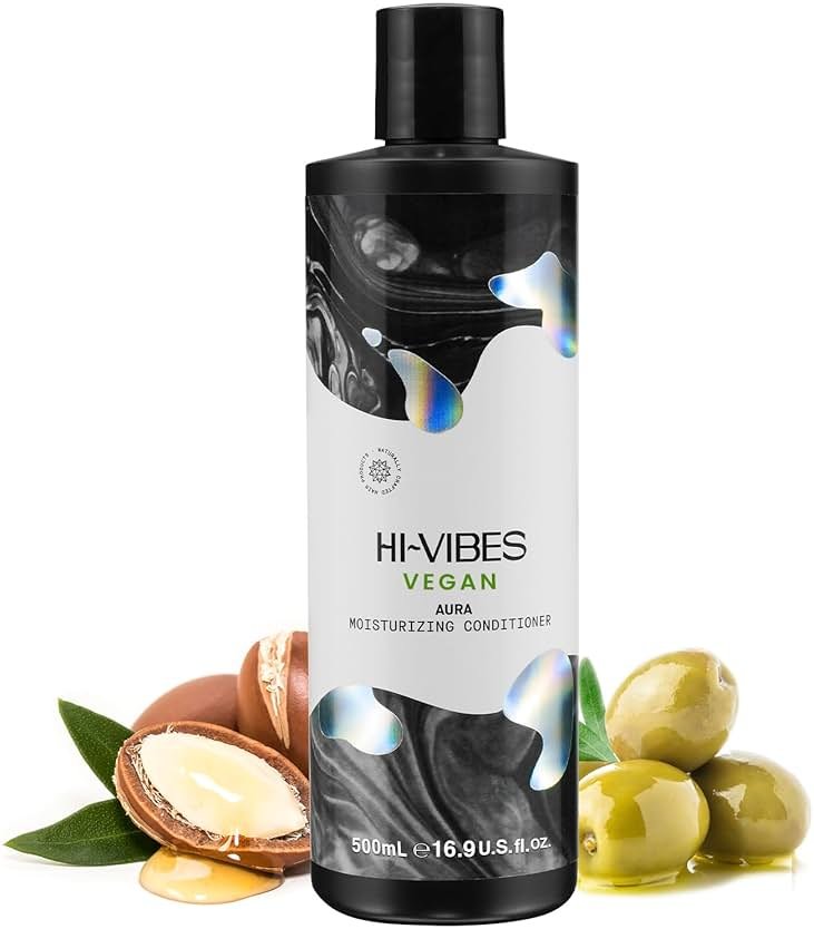 MOEHAIR Hi-Vibes Vegan Sacred Moisturizing Conditioner, Infused with Argan Oil & Green Tea, Nourishes Hair | Repairs Damage | Softens Hair | Paraben & Sulfate Free Vegan Hair Conditioner (16.9 Fl. Oz) - Product Image