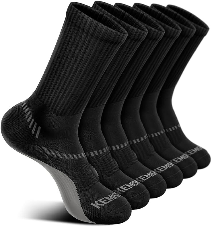 BULLIANT Compression Socks for Men 6Pairs, Athletic Crew Socks Cushioned For Men Sports Running-Arch Support - Product Image
